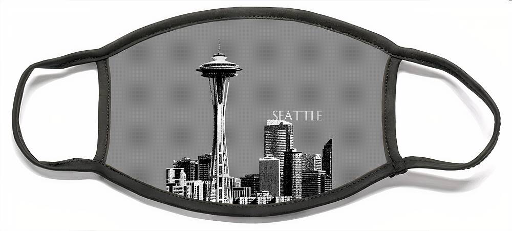 Architecture Face Mask featuring the digital art Seattle Skyline Space Needle - Pewter by DB Artist