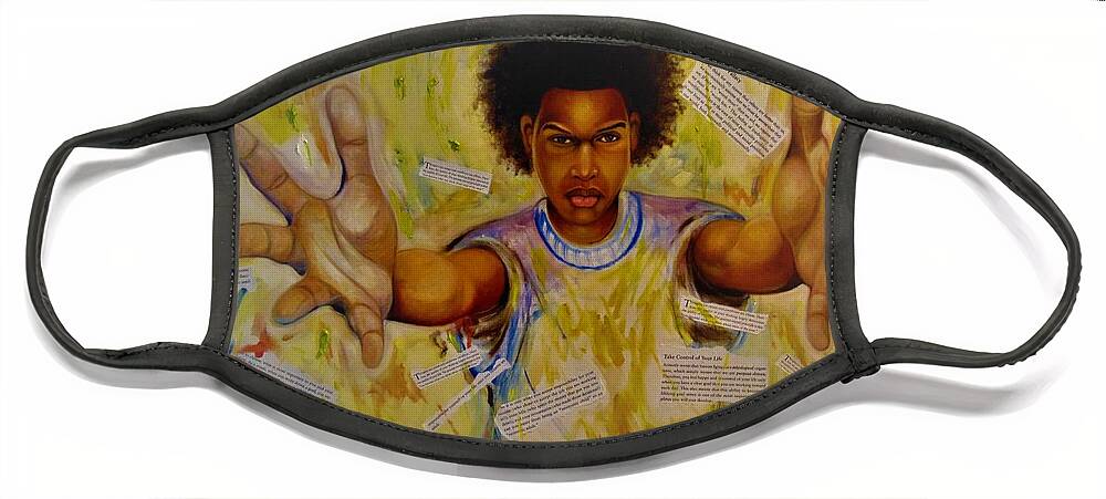 African American Art Face Mask featuring the painting Self Control by Emery Franklin