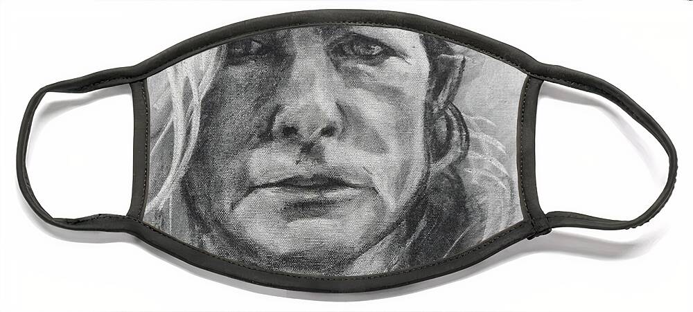 Self Portrait Face Mask featuring the drawing Self Portrait, 2015 by PJ Kirk