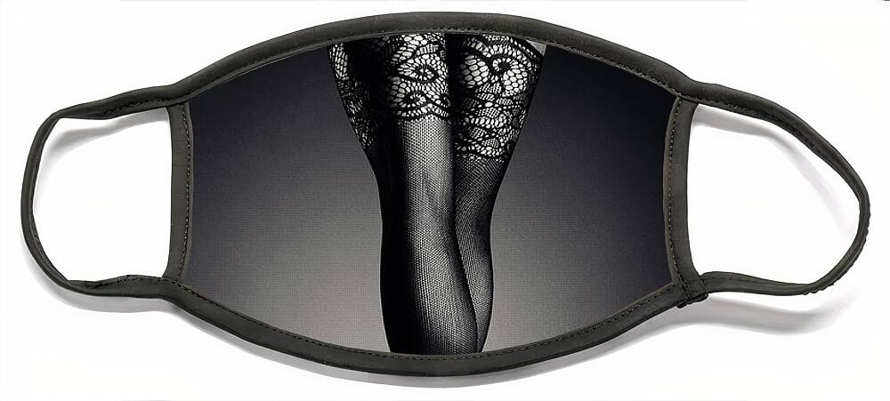 Woman Face Mask featuring the photograph Sensual legs in stockings by Johan Swanepoel