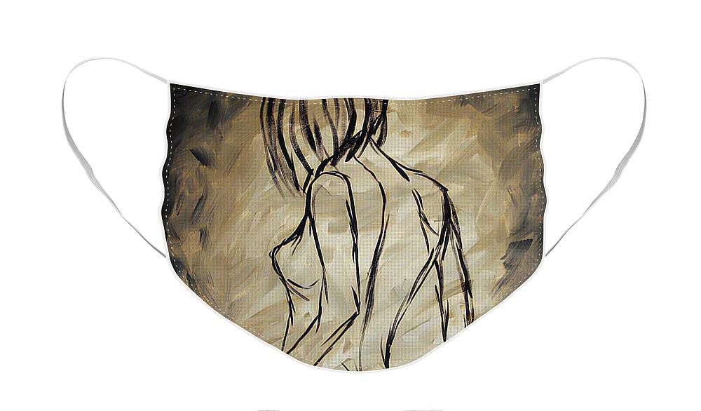Abstract Face Mask featuring the painting SENSUOUS Original MADART Painting by Megan Aroon