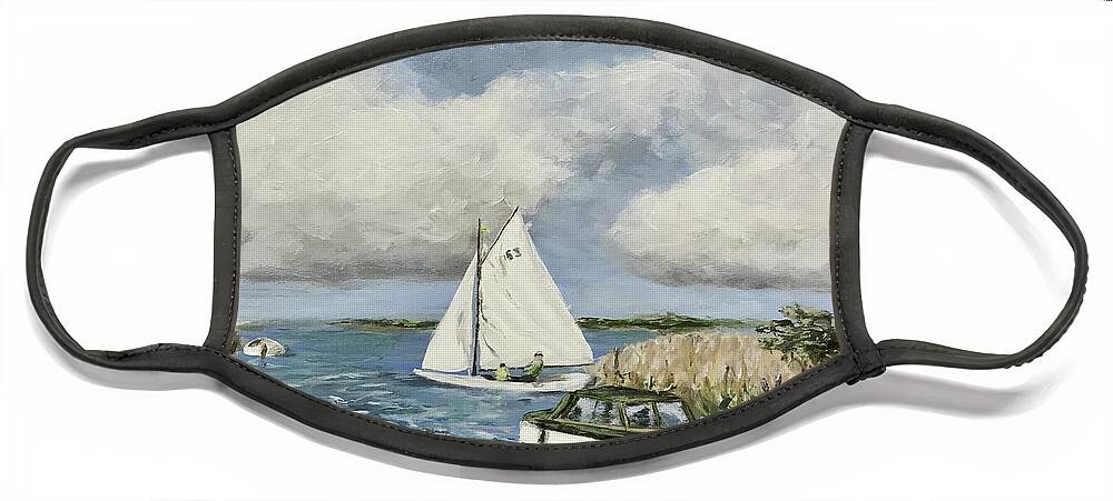 Sailing Face Mask featuring the painting September River by Deborah Smith