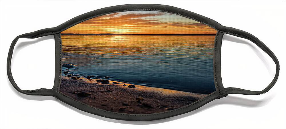 Shoreline Face Mask featuring the photograph Serene Sunrise by Joe Holley