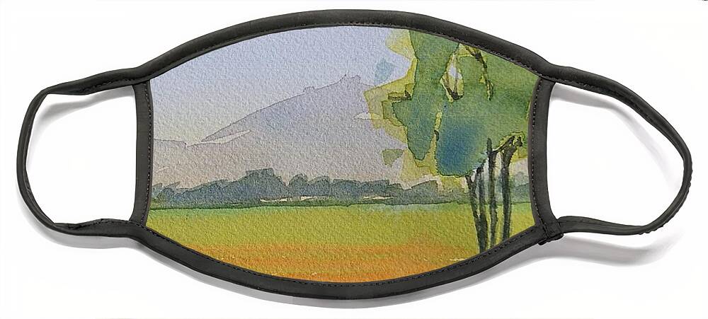 Landscape Face Mask featuring the painting Serenity by Sheila Romard