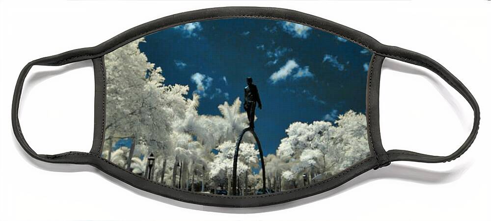 Bonita Springs Face Mask featuring the photograph Setting the Pace - Man on Hoop by Don Columbus
