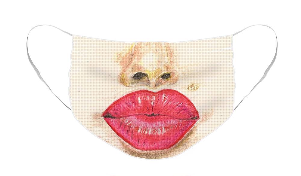 Sexy Red Lips Face Mask featuring the painting Sexy Red Lips by Monica Resinger