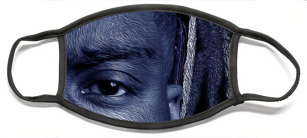 Shades Collection 2 Face Mask featuring the digital art Shades of Black 4 by Aldane Wynter