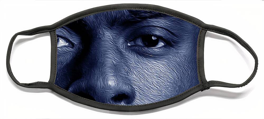 Shades Collection 2 Face Mask featuring the digital art Shades of Black 8 by Aldane Wynter