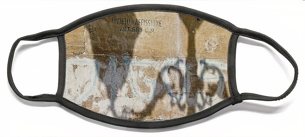 Shadow Street Lamp Naples Face Mask featuring the photograph Shadow of Street Lamp - Naples, Italy by David Morehead