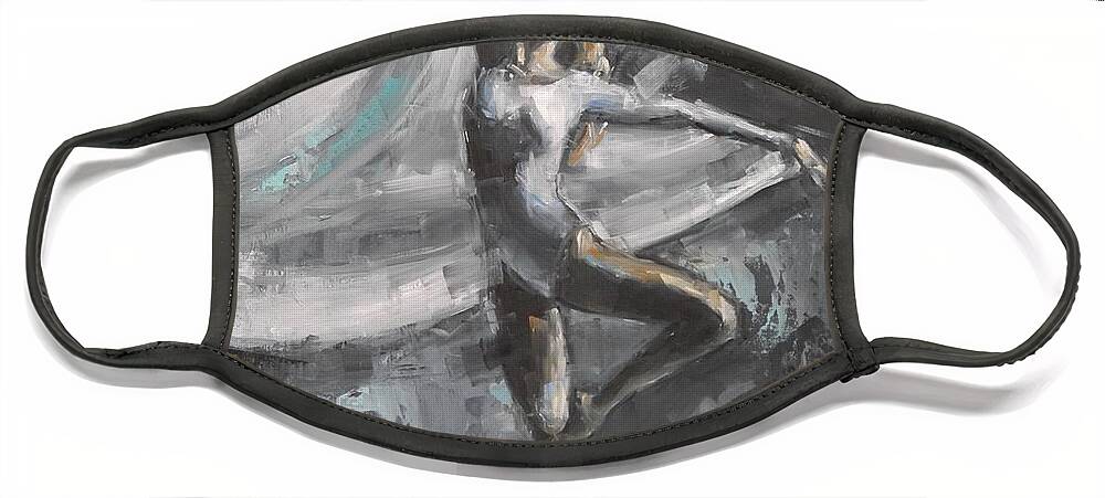 Dancer Face Mask featuring the painting She Feels Like Dancing by Dan Campbell