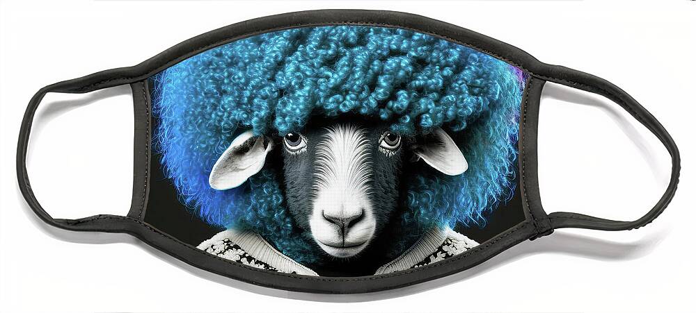 Sheep Face Mask featuring the digital art Sheep Portrait 01 Funny Animal by Matthias Hauser