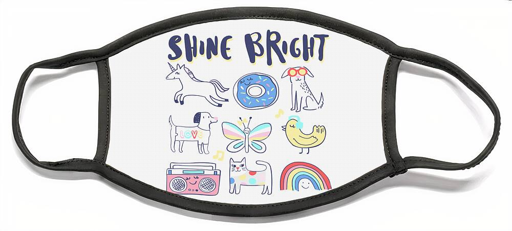 Baby Room Face Mask featuring the drawing Shine Bright by Beautify My Walls