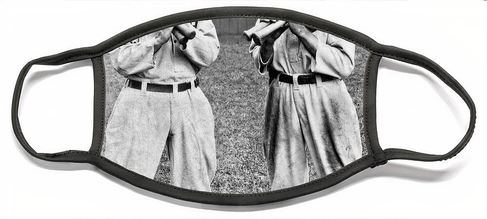 Shoeless Face Mask featuring the photograph Shoeless Joe Jackson and Ty Cobb - circa 1913 by Doc Braham