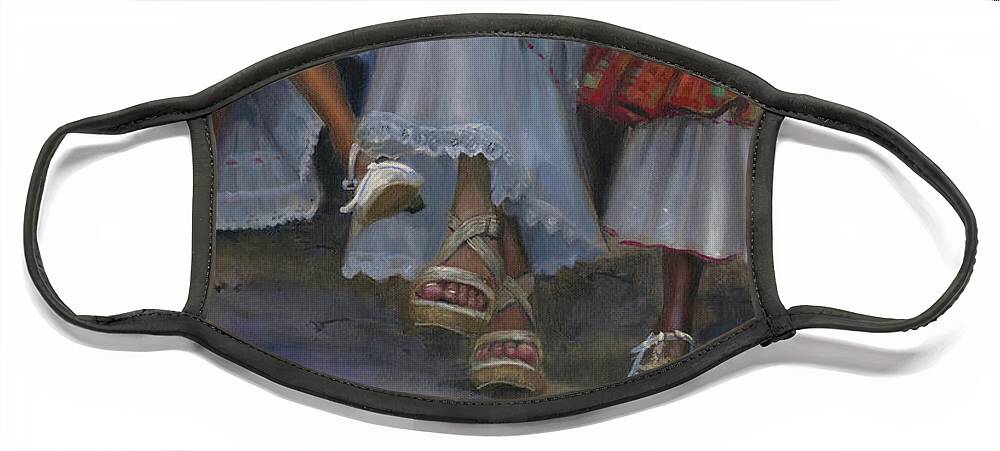 Shoes Face Mask featuring the painting Shoes #4 by Jonathan Guy-Gladding JAG