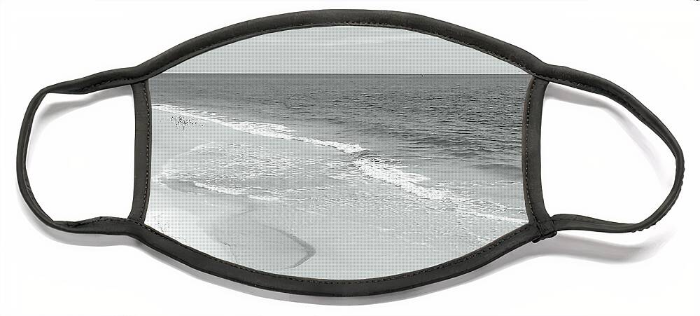 Beach Face Mask featuring the photograph Shoreline BW by Pamela Williams