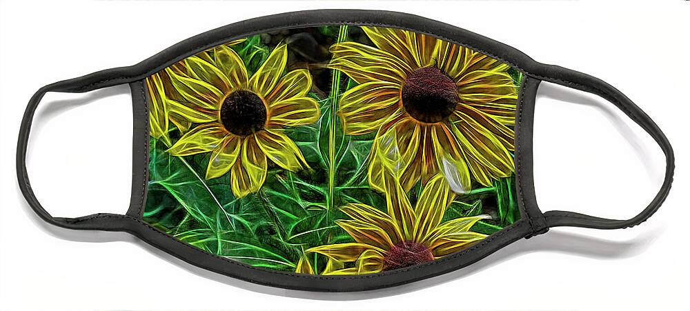 Helianthus Face Mask featuring the photograph Short Yellow Sunflower by Bill Barber