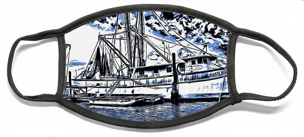 Shrimp Boat Face Mask featuring the photograph Shrimp Boat Mirage by John Handfield