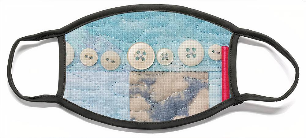 Shrine To Land And Sky Face Mask featuring the mixed media Shrine to Land and Sky F by Vivian Aumond