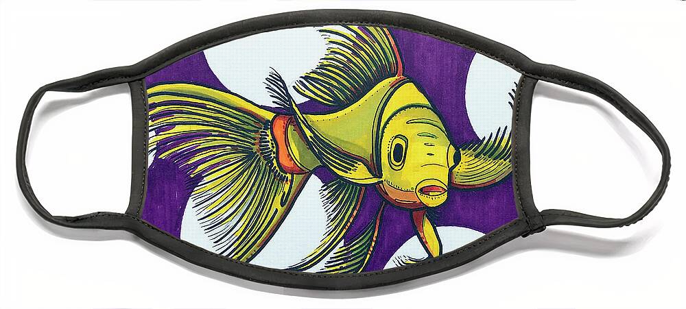 Siamese Fish Face Mask featuring the drawing Siamese Betta by Creative Spirit