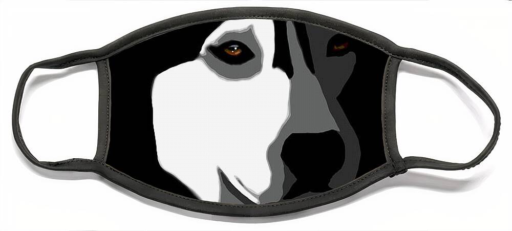 Dog Face Mask featuring the mixed media Siberian Husky Dog 162 by Lucie Dumas