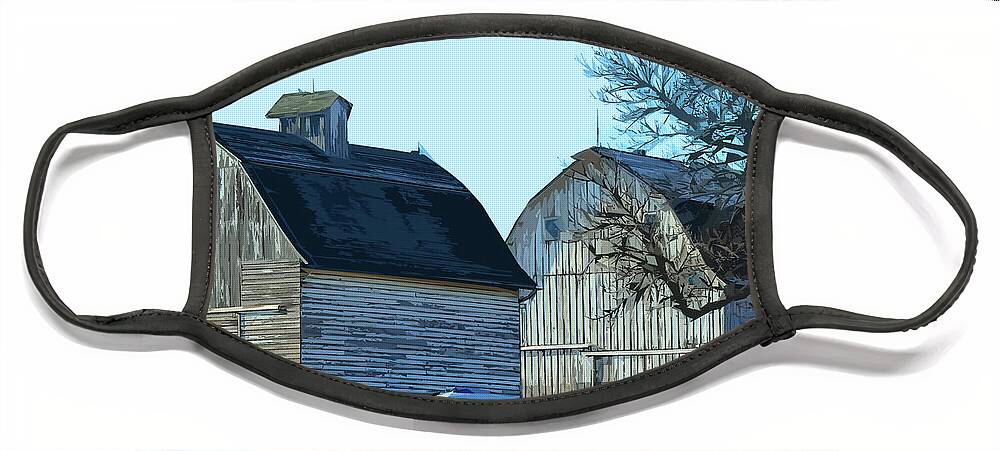 Barns Face Mask featuring the digital art Side By Side Barns by Kirt Tisdale