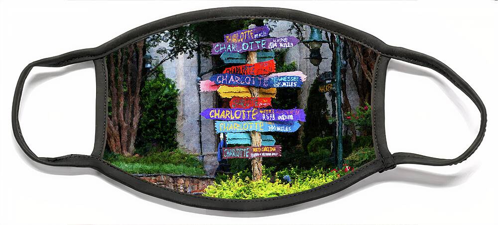 Signpost Face Mask featuring the digital art Signpost at The Green by SnapHappy Photos