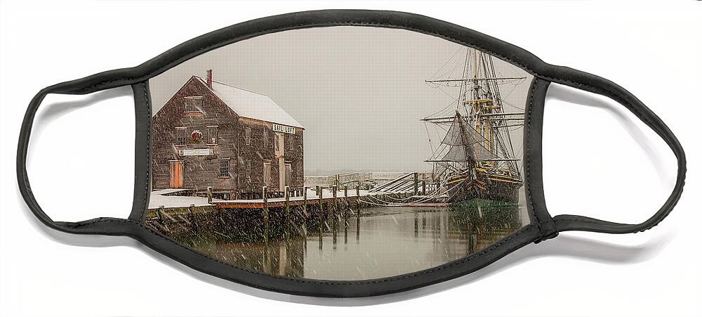 Salem Face Mask featuring the photograph Silently the snow falls. by Jeff Folger