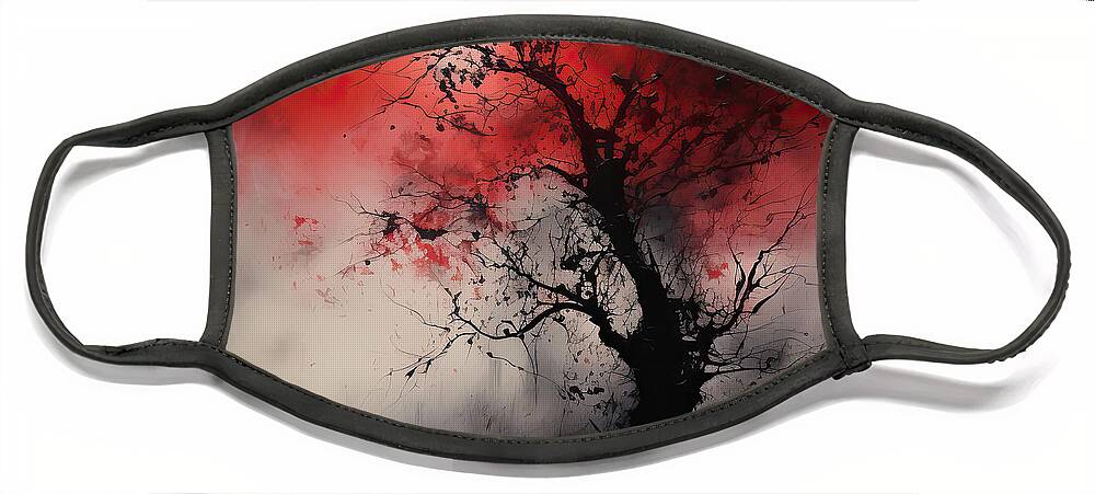 Red And Gray Face Mask featuring the painting Silhouetted Shadows Shadows Art by Lourry Legarde