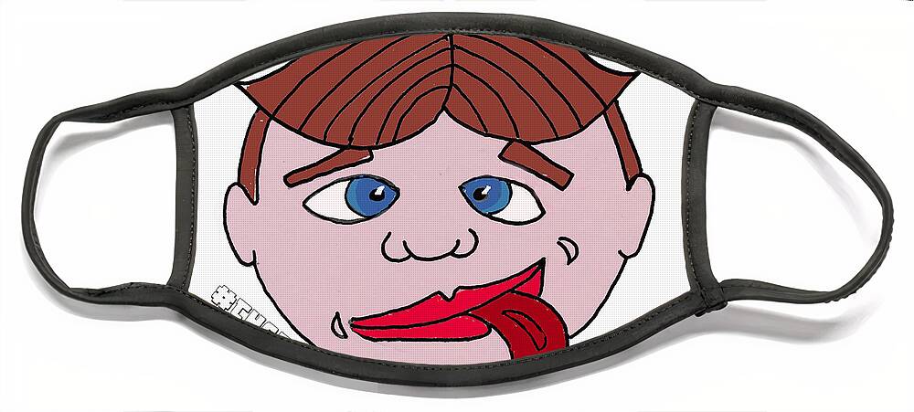 Tillie Face Mask featuring the drawing Silly Boy by Patricia Arroyo
