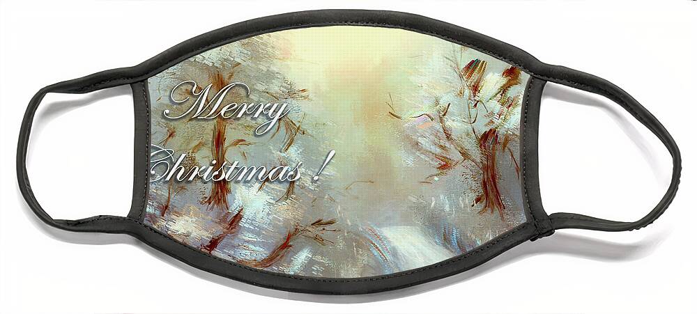 Christmas Face Mask featuring the digital art Silver Sunrise Merry Christmas by Lois Bryan