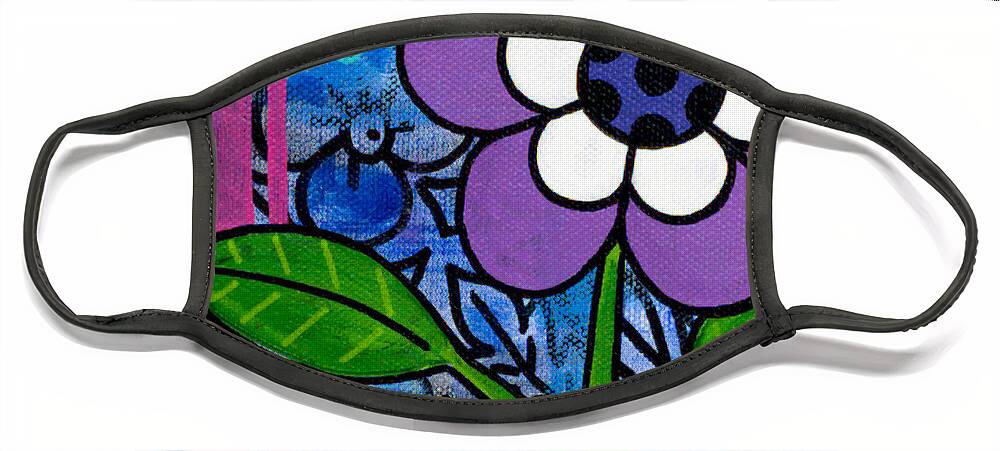 Flower Face Mask featuring the painting Single Purple Bloom by Beth Ann Scott