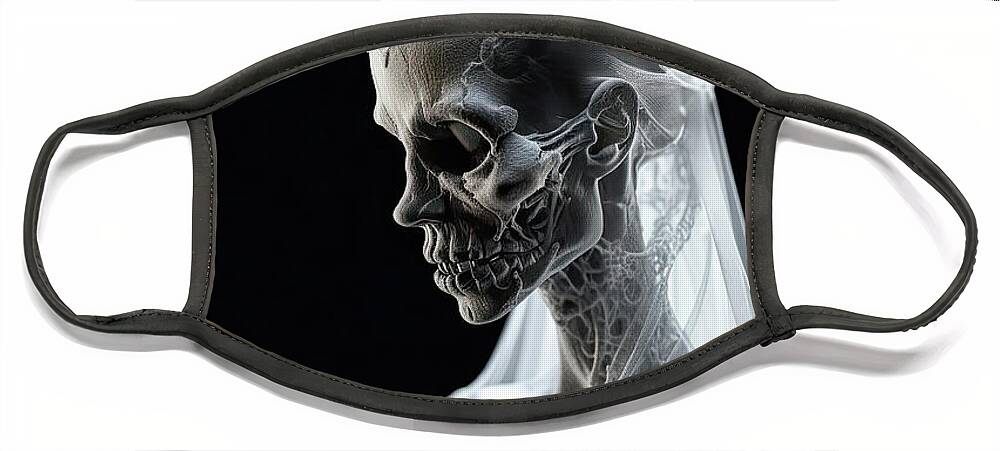 Skeleton Face Mask featuring the digital art Skeleton Bride 02 by Matthias Hauser