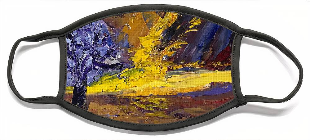 Abstract Face Mask featuring the painting Skyfire by Lisa Marie Smith