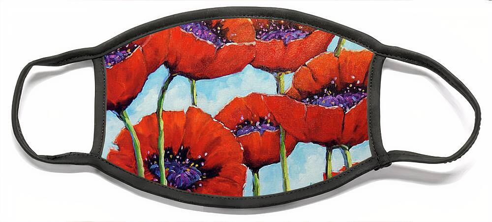Artist Painter Face Mask featuring the painting Skyward Poppies by Richard T Pranke