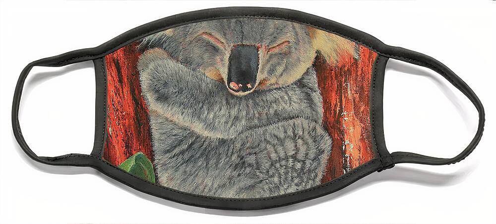 Koala Face Mask featuring the painting Sleeping Koala by Jeanette French