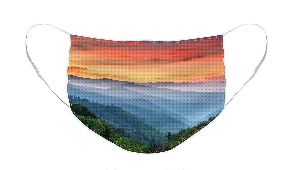 Sunset Face Mask featuring the photograph Smoky Mountains Sunrise - Great Smoky Mountains National Park by Dave Allen