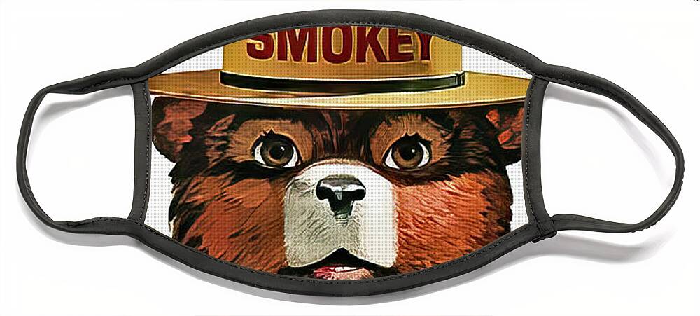 Smokey Face Mask featuring the drawing Smokey the Bear Fire Prevention by M G Whittingham