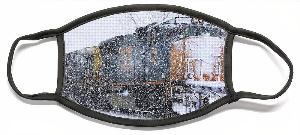Csx. Trains Face Mask featuring the photograph Snow and Steel 2 by Rick Lipscomb