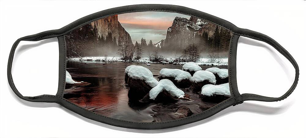 Gary Johnson Face Mask featuring the photograph Snow Capped In Color by Gary Johnson