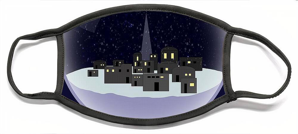Snow Globe Face Mask featuring the digital art Snow Globe City of David by Donna Mibus