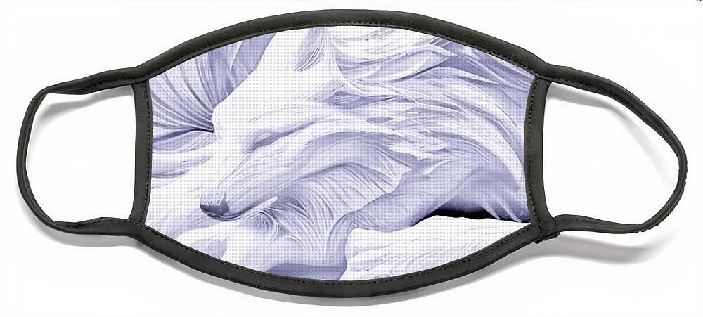 Digital White Snow Wolf Sculpture Face Mask featuring the digital art Snow Wolves by Beverly Read