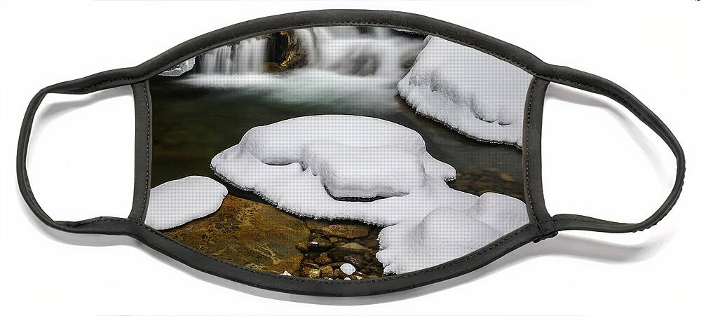 The Basin Face Mask featuring the photograph Snowy Cascade, Pemigewasset NH by Michael Hubley