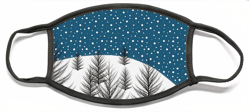 Snowfall Face Mask featuring the digital art Snowy Hill by Bonnie Bruno