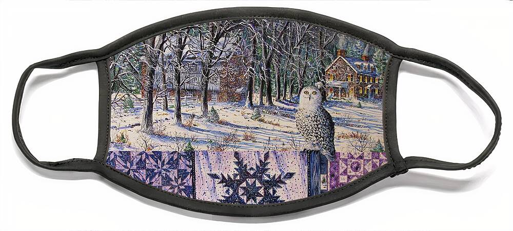 Winter Face Mask featuring the painting Snowy Indigo Evening by Diane Phalen