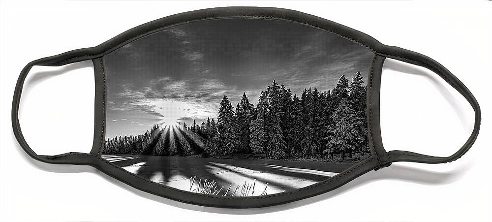 Cypress Hills Face Mask featuring the photograph Snowy Sunset by Darcy Dietrich