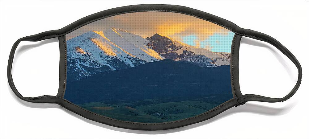 Great Basin National Park Face Mask featuring the photograph Snowy Sunset on the Snake Range by Gretchen Baker
