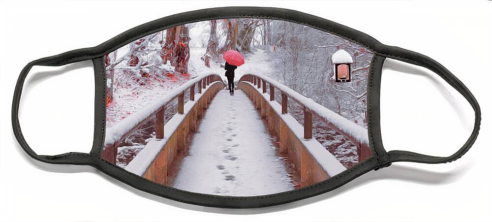 Carolina Face Mask featuring the photograph Snowy Walk Painting by Debra and Dave Vanderlaan