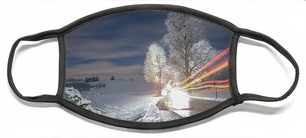 Winter Face Mask featuring the photograph Snowy winter wonderland by Andrew Lalchan