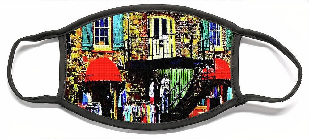 Digital Photography Face Mask featuring the photograph Social Distance Shopping on River Street  by Aberjhani