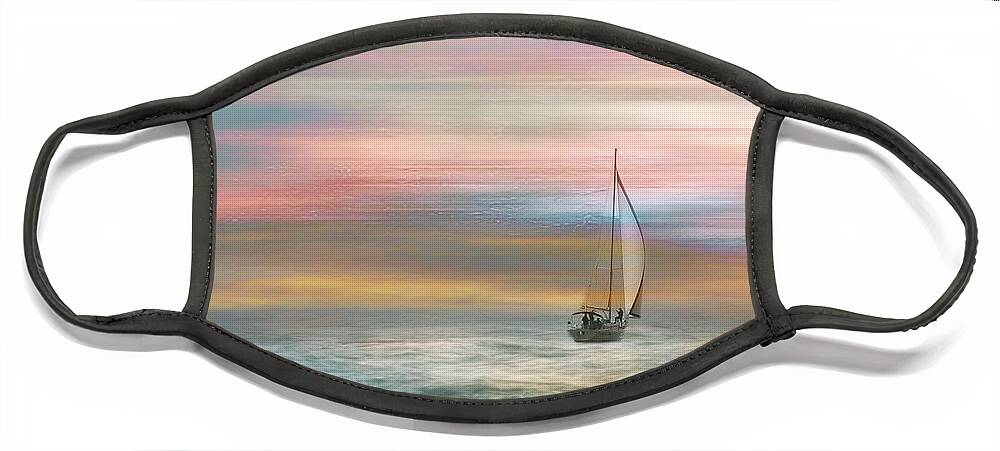 Photography Face Mask featuring the digital art Soft Sea Sailing by Terry Davis
